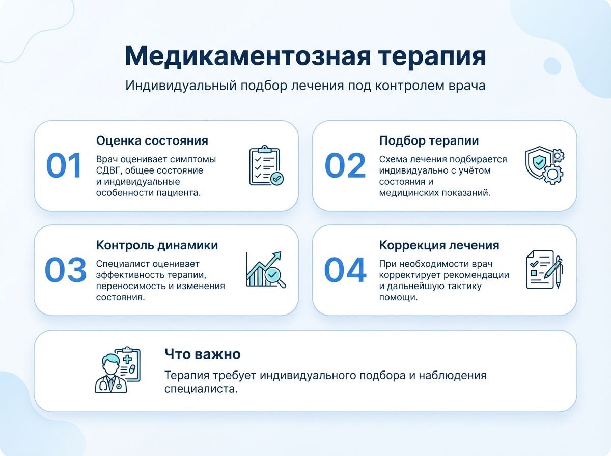 Лечение СДВГ в Марксе у детей и взрослыхинфографика